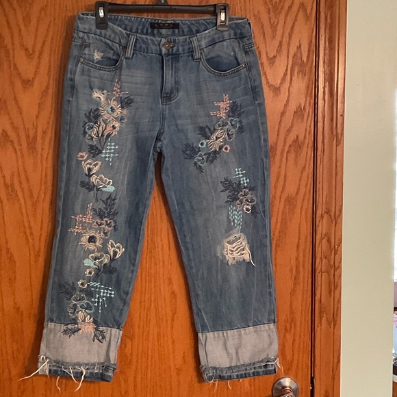 Liverpool Denim - LVPL Embroidered Crop Wide Leg Denim Heathstone Jeans